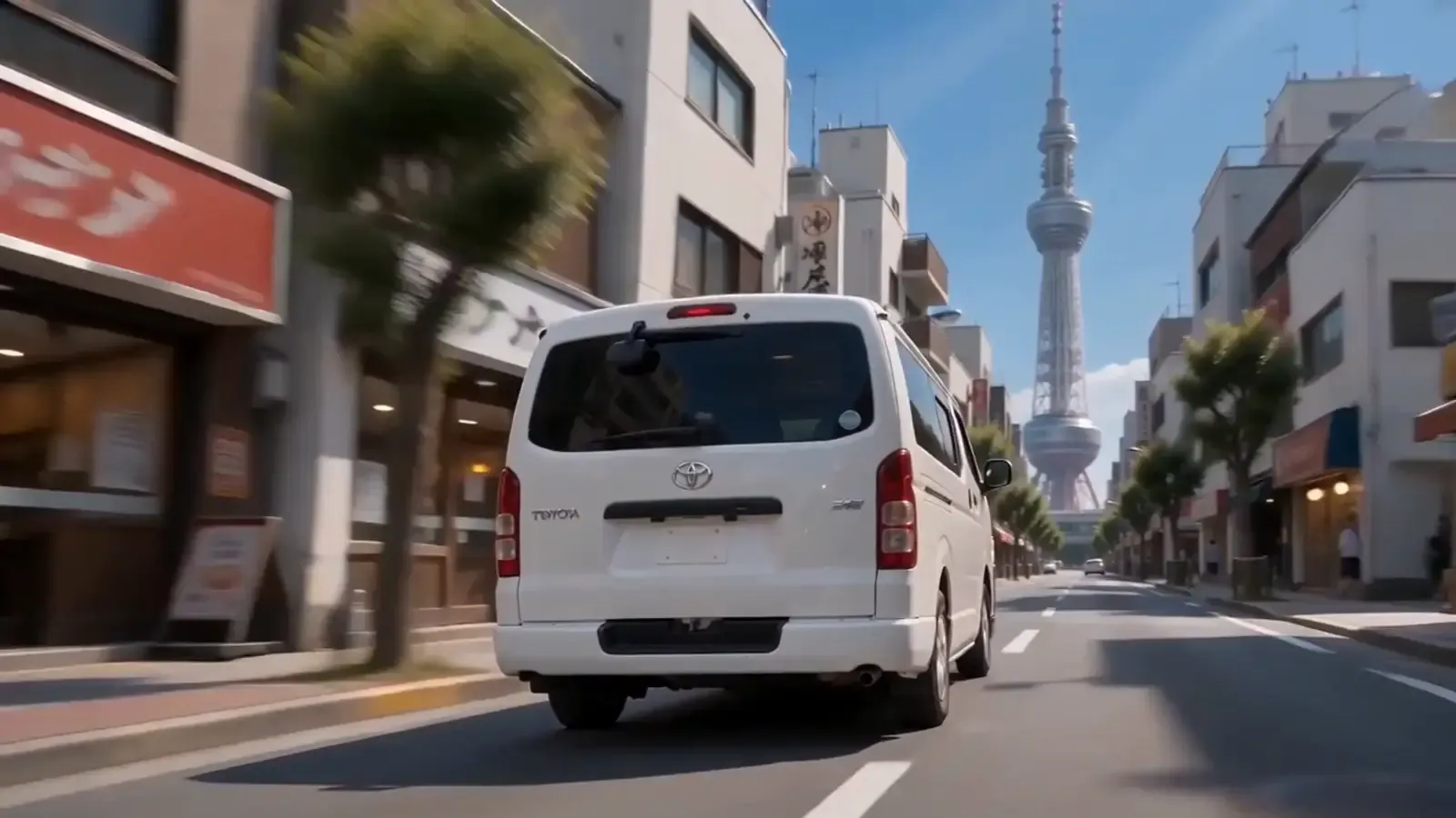 東京の街を走る、琉球エージェントの白い配送車
